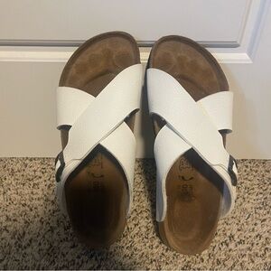 Birkis by Birkenstock White Leather Women's Sandals